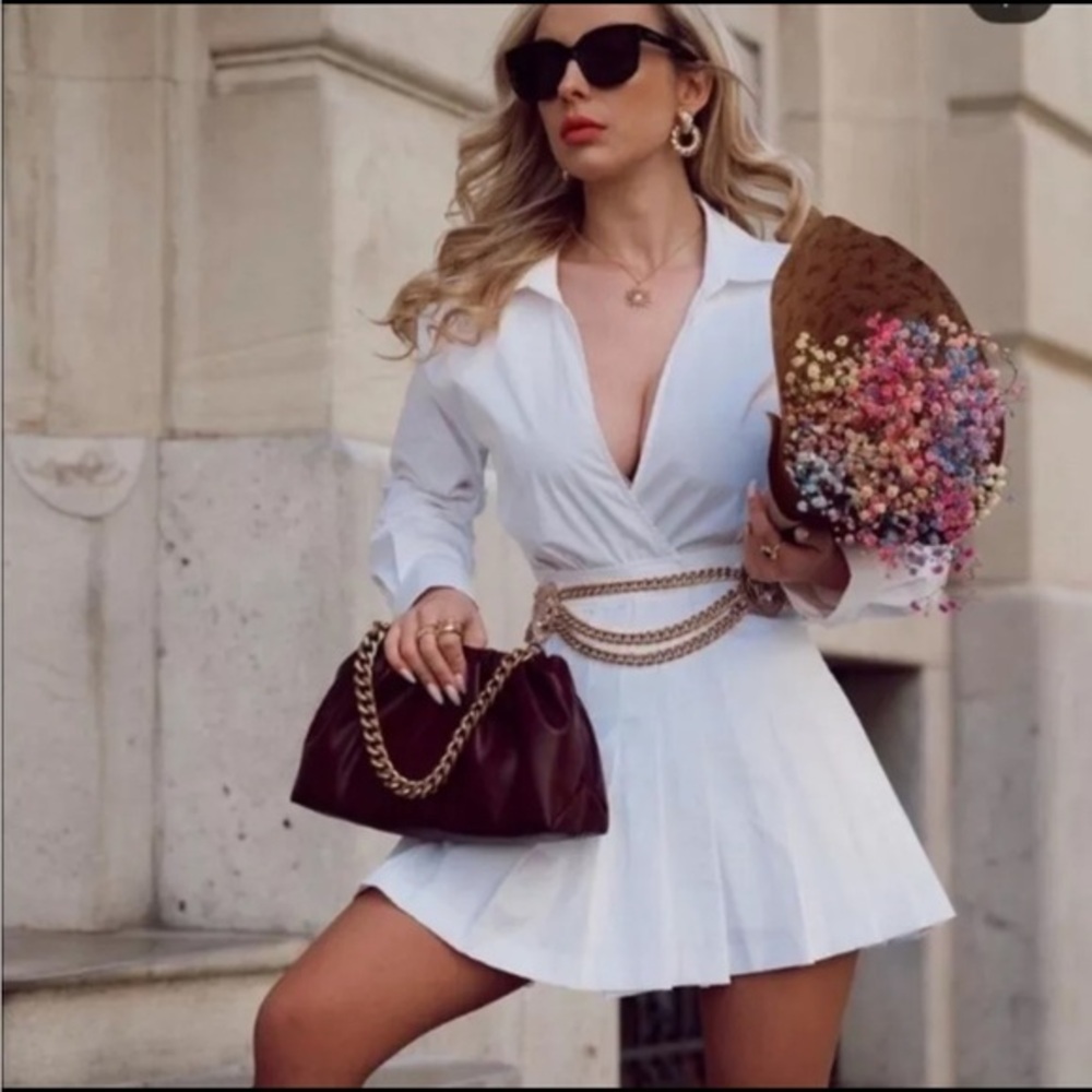ZARA SHORT SHIRT DRESS WHITE  2180/346